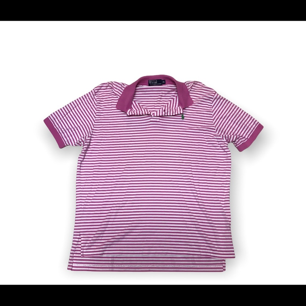 Polo Ralph Lauren pink and white stripped golf shirt XL